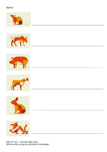 EYFS - Chinese New Year animal labelling
