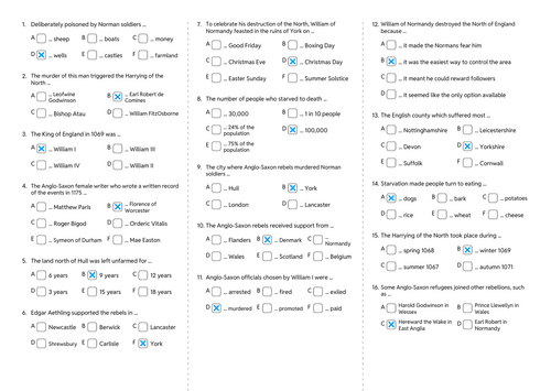 The Harrying of the North Quiz Worksheet