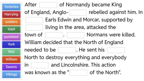 The Harrying of the North - Fill-in-the-Gaps Worksheet