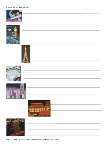 Emma Jane's Aeroplane - Writing scaffold EYFS