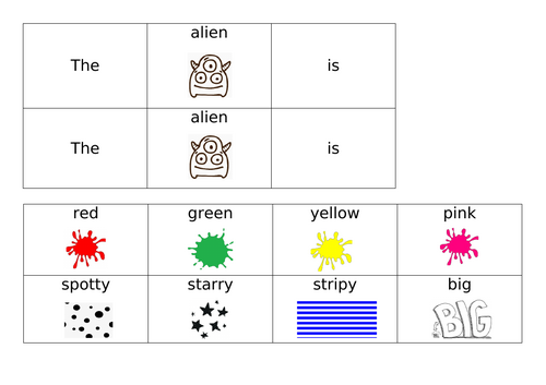 Aliens Love Underpants - sentence building/generating activity
