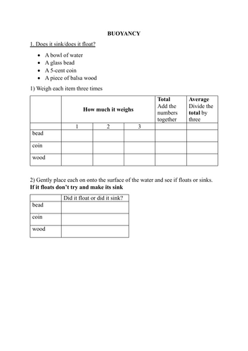 Three buoyancy demonstrations