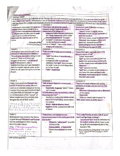 MACBETH GRADE 9 GCSE ENGLISH LITERATURE ESSAY PLANS