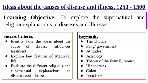 Medicine in Britain, 1250 - Present - Lesson 1: Causes of disease and illness (1250 - 1500)