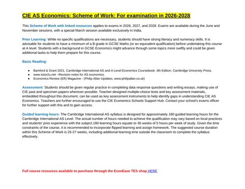 CIE Economics AS SOW 2026-2028