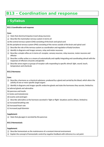 B13 Coordination and response Cells (IGCSE Cambridge - Double - Biology)