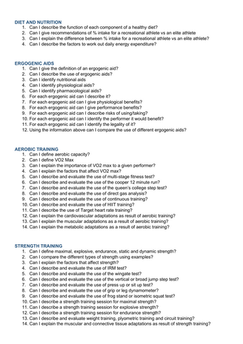 OCR exercise Physiology Revision resource and Questions