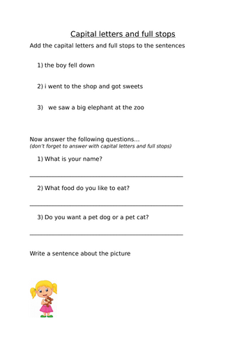 Capital letters and Full stops