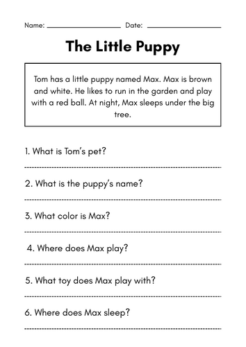 reading worksheet for grade 1