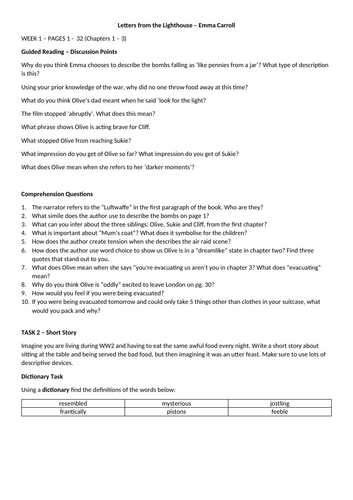 Letters from the Lighthouse Comprehension