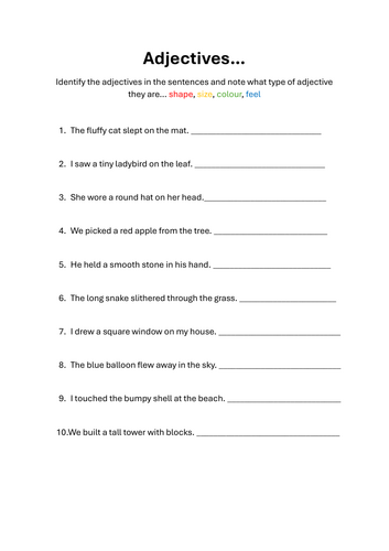 Identifying adjectives and adjective types