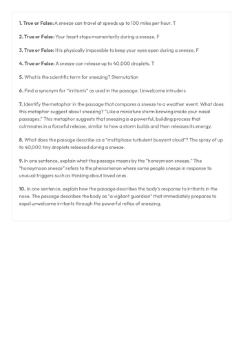 Sneezing Comprehension