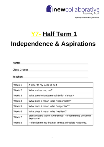 Y7 PSHE- Respectful, Resilient, Responsible