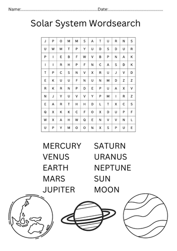 Solar System Wordsearch