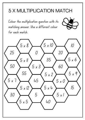 Multiplication Match Colouring Game 2, 3, 4 & 5