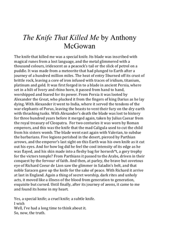 The Knife That Killed Me – AQA English Language Paper 1 Practice Questions (Q1–Q4)