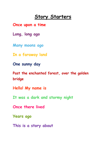Story starters word mat