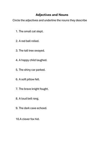 Identify the nouns and adjectives