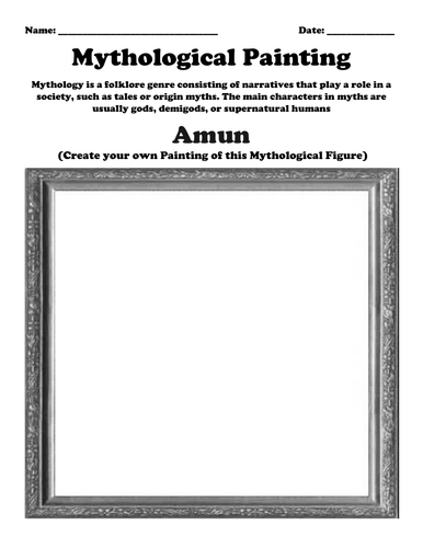 Egyptian Gods "Mythological Painting" Worksheet Packet (14 Assignments)
