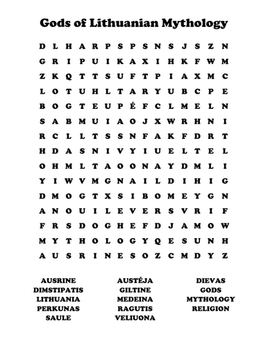 Lithuanian Gods Word Search