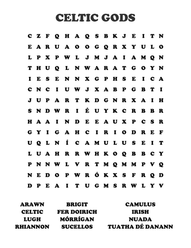 Celtic Gods Word Search