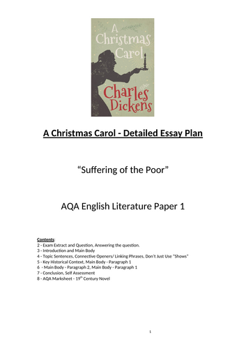 A Christmas Carol - Detailed Essay Plan "Suffering of the Poor"