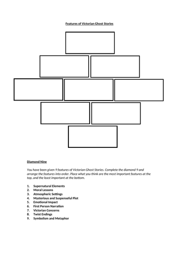 Diamond 9 - Features of Victorian Ghost Stories