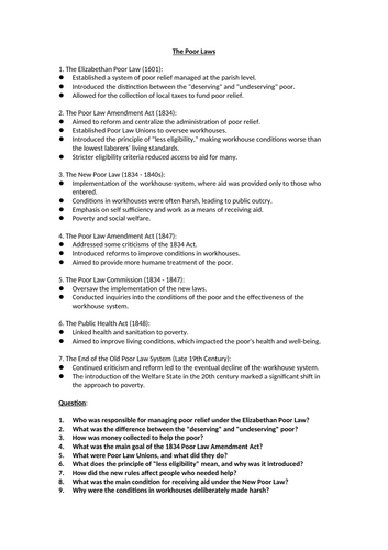 A Christmas Carol - The Poor Laws Context Worksheet