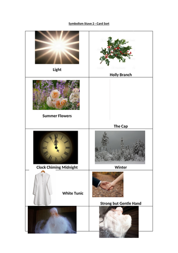 A Christmas Carol - Stave 2 Symbolism Card Sort