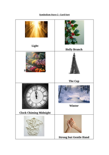 A Christmas Carol - Stave 2 Symbolism Card Sort