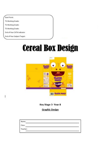 KS3 Year 8 Graphic Design- Cereal Box Design.
