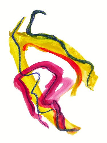 abstract painting '2D sculpture in colors' - watercolor art on paper