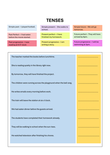 Recognising Tenses - Simple, Perfect and Progressive (Continuous)