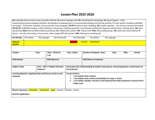 Professional Lesson Plan Template – Editable PDF for Teachers | Differentiation, Objectives
