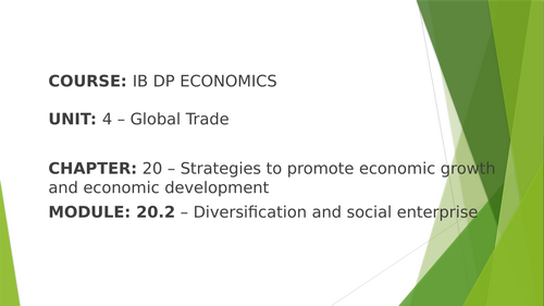 IBDP Economics 20.2 Diversification and Social Enterprise