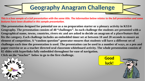 Free Sample Geography Anagram Challenge
