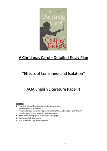 A Christmas Carol - Detailed Essay Plan “Effects of Loneliness and Isolation”