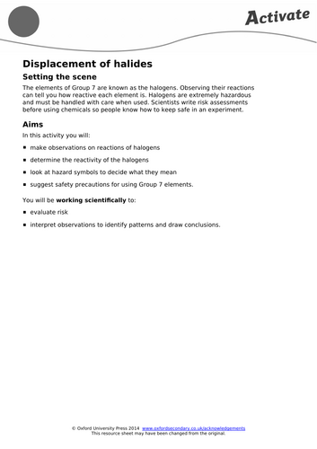 KS3 Year 8 - Chemistry - Periodic Table - The Elements of Group 7