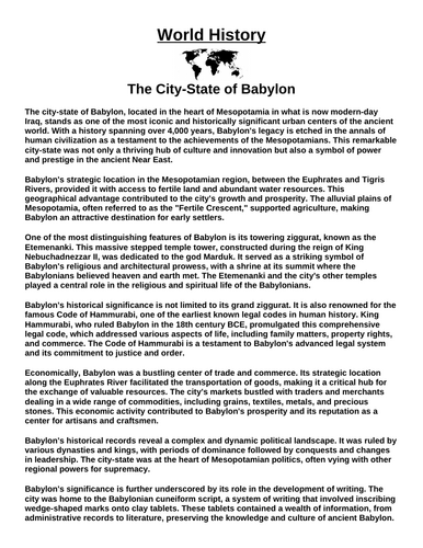 City-States of Mesopotamia Assignment Bundle (6 Assignments)