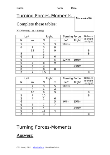 KS3 Year 8 Physics - Motion & Pressure - Turning Forces