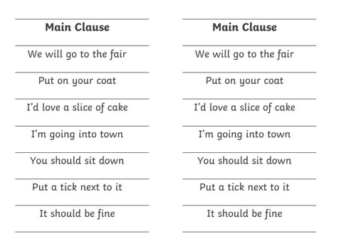 Adding to a main clause - practice not teaching
