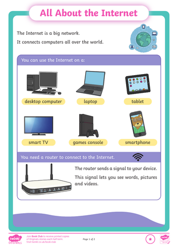 Differentiated Comprehension Year 2-3 Worksheet: All About the Internet