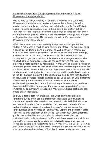 La Haine Essays - French A Level