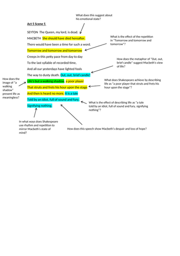 Macbeth - Annotated "Tomorrow" Speech