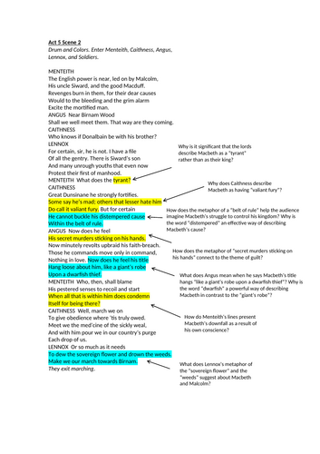 Macbeth - Act 5 Scene 2 Annotated Scene