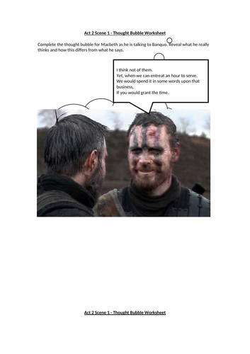 Macbeth - Act 2 Scene 2 Thought Tracking Worksheet