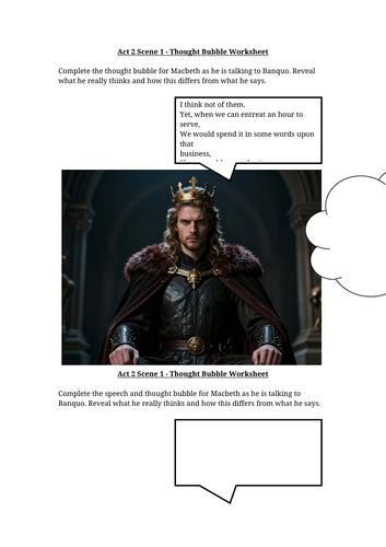Macbeth - Act 2 Scene 2 Thought Tracking Worksheet