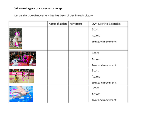 AQA GCSE PE Joints and movements