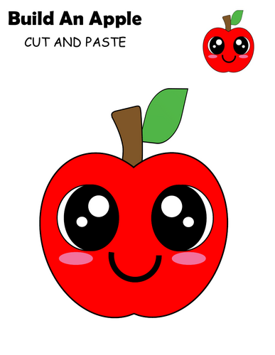 Apple Craft Template | Kids Fruit Activity | Cut and Paste | Coloring Page | Back to School PDF