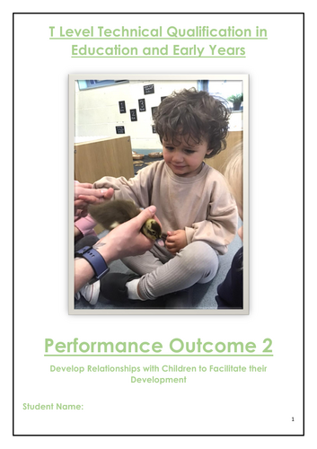 TLevel in Education and Early Years Performance Outcome 2 (PO2) Generation 1 Specification